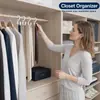 Ganchos em S com trava, sem necessidade de furar, ganchos em S antiderrapantes, adequados para varões de guarda-roupa, ganchos de pendurar para armários e uso na cozinha