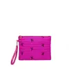 Bolsa de Mão Bordada com Laço Pequeno Fresco Moda Coreana Outono e Inverno 2025 Novo Design de Nicho Bolsa de Maquiagem Listrada