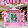 Expositores Decorativos Comerciais, Arte Floral Rosa, Pavilhões Estilo Antigo, Fábrica de Produção de Adereços Fotográficos da Moda