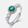 Anillo Abierto Redondo de Esmeralda Cultivada de Alta Venta Transfronteriza con Contorno de Plata S925 y Piedras Preciosas de Colores Cultivadas, Estilo Vintage de Alta Gama