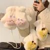 Guantes de Peluche Lindos Estilo Corea del Sur para Mujer Invierno Dibujos Animados Perro Estudiante Engrosados A prueba de Frío Colgantes para el Cuello Cálidos Lindos Dedos