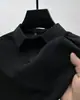 Camiseta Masculina de Malha Fresca Seda de Gelo Manga Curta Gola Camisa Verão Nova Cor Sólida Fácil de Vestir Camisa Polo Manga Meia Roupas Masculinas