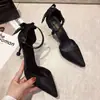 Zapatos Negros de Tacón Alto con una Sola Correa y Moño, Diseño Único, Tacones Finos para Mujer, Nuevo Modelo para Primavera/Verano 2025