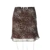 Roupas femininas transfronteiriças da Amazon europeia e americana, novo outono, estampa de leopardo, chiffon, camada dupla, corte justo, saia curta sexy