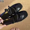 Zapatos de ballet de moda de cuero, zapatos Mary Jane de punta redonda, zapatos para mujer con suelas ultrasuaves, cómodos y fáciles de poner