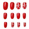 Día de San Valentín Nueva Serie Roja Transfronteriza Uñas Portátiles, Uñas Postizas Cortas con Temática de Amor, 24 Piezas al por Mayor