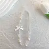 Lindo colgante rosa hecho a mano con cuentas cadena para cordón de teléfono móvil cadena de teléfono móvil con lazo de perla nueva para mujer estilo Ins