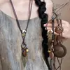 Colar com Pingente Gota de Óleo Cravejado de Diamantes Estilo Boêmio, Estilo Nicho Vintage, Acessório Versátil de Moda de Alto Padrão