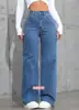 Jeans Reto Wide Leg Novo Estilo Americano Primavera/Verão 2025 para Mulheres, Calça Jeans Lavagem Clara Solta Modeladora Comprimento Total