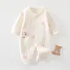 Mameluco para recién nacidos para primavera, otoño e invierno, ropa cálida de algodón fino para niños y niñas, conjunto estilo mariposa, mameluco sin costuras de algodón puro