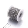 Cadena Plana Redonda de Acero Inoxidable Hecha a Mano para DIY, Eslabón O, Cadena de Cuentas Redondas que no Pierde el Color, Pulsera, Collar, Cadena con Borla, Accesorios de Joyería