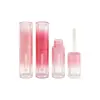 Tubo redondo de color rosa degradado para brillo de labios 3.5 ml, tubo vacío de plástico para brillo de labios, material de embalaje, pedir al fabricante