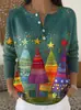 Sudadera de Punto con Cuello en V, Botones y Mangas Largas, Estilo Nuevo Transfronterizo, Otoño e Invierno, Suéter con Estampado de Moda Personalizado para Mujer