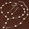 Moda Boutique Doce OL Elegante Pérola Simples Temperamento Conjunto de Colar, Brincos e Pulseira