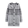 Exportación Transfronteriza Ropa de Mujer Otoño e Invierno 2025 Estilo Europeo y Americano Chaqueta de Punto Jacquard con Capucha y Botones de Cuerno para Mujer E75087