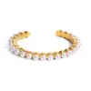 Pulsera de Acero de Titanio Resina Perla Jieding No se Desvanece Joyería de Mano Pulsera Abierta Transfronteriza Joyería de Acero Inoxidable para Mujer Gama Alta