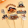 Decoração de Bolo de Halloween Argila Macia Figura de Fantasma Fofo Olhos Bobos Pérolas de Açúcar Velas de Halloween Inserções de Topo
