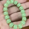Pulseira de Contas em Formato de Cubo de Açúcar de Jade Hetian Sintético para Mulheres, Pulseira de Contas de Vidro Verde Fresco, Transmissão ao Vivo, Pulseira Atacado