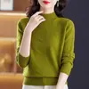 Outono Inverno Transfronteiriço Novo Suéter de Caxemira Feminino Gola Meia-alta Camada Base Tricô Grosso Feminino Cor Sólida Roupa Íntima Top Solto