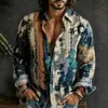 Cardigan de manga larga versátil para hombre, tendencia de moda otoñal transfronteriza, con estampado 3D de estilo vintage, directo de fábrica