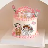 Decoración de Pastel de Pareja de Crayon Shin-Chan de Moda Tema de Aniversario Confesión Compromiso Boda Shin-Chan Adorno para Mesa de Postres