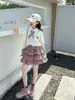 Roupas de Verão para Meninas 2026 Novo Estilo Conjuntos Elegantes Estilo Universitário para Meninas Conjunto Duas Peças de Saia de Manga Curta de Verão para Crianças
