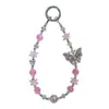 Tendencia de Moda Mariposa de Cristal con Cuentas Cadena para Teléfono Móvil Llavero Colgante Exquisito para Bolso Cadena para Colgar Teléfono Móvil Regalo Venta al por Mayor