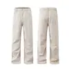 Pantalones de trabajo plisados para hombre, estilo retro americano, ligeramente acampanados, adelgazantes, de corte limpio, con diseño simple y sofisticado, pierna recta, pierna ancha y estilo casual