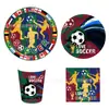 Mm358 Conjunto de Mesa para Festa com Tema Copa do Mundo de Futebol para 8 Pessoas, Conjunto de Quatro Peças, Pratos de Papel para Decoração de Feriado, Guardanapos de Papel, Copos de Papel