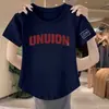 Roupa para Mãe Plus Size Algodão Imitado Design Retrô Camiseta de Manga Curta Verão Estilo Hong Kong Ombro Normal Roupa Feminina Top Chique de Nicho