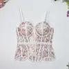 Camisola Bordada Floral Transparente de Verano con Encaje Pequeño, Espalda Semi-Transparente con Varillas de Pescado, Celebridad de Internet Europea y Americana Transfronteriza