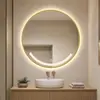 Hotel Inteligente de Vacaciones Espejo Redondo Iluminado Inteligente con Marco Espejo de Tocador Antivaho para Baño Espejo de Maquillaje LED Montado en la Pared