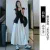 Pantalones Culotte de Seda de Hielo Blancos para Mujer Verano Delgados de Cintura Alta con Fruncidos Frescos de Pierna Ancha Pantalones Casuales Adelgazantes Falda Midi de Hada
