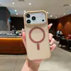 Cor Contrastante com Toque de Pele Magnética Acrílica Case Magnético Adequado para iPhone 18 Pro Max Apple Case Magnético com Toque de Pele