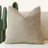 Funda de Almohada de Alta Gama Francesa Algodón y Lino Sofá Sala de Estar Lujo Accesible Escandinavo Cojín Crema Dormitorio Mesita de Noche Cojín de Respaldo