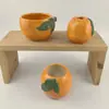 Caneca de Cerâmica Laranja Criativa Personalizada para Vela de Aromaterapia Lembrança de Aniversário Casamento Decoração para Casa Fruta Limão