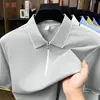 Camisa polo masculina popular de algodão com zíper parcial e manga curta, nova camiseta masculina de verão, camiseta lisa de cor sólida para homens de meia-idade para negócios