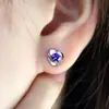 Pendientes de Drenaje en Vivo Pendientes Pequeños Frescos de Corazón Aguja de Plata S925 Corazón Giratorio Pendientes de Diamante Púrpura Zirconia Pendientes