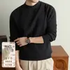 Suéter de punto de manga larga mezcla de lana de 470 g, capa base para hombre, suéter antibacteriano, camiseta interior de cuello redondo para hombre, engrosado para invierno, estilo nuevo