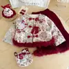 Conjunto Espeso de Estilo Chino para Niña en Stock, Nueva Colección Otoño e Invierno, Elegante Conjunto de Dos Piezas Tang Suit Hanfu para Bebé Niña, para Venta Transfronteriza