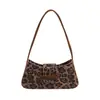 Francês Leopard Bow Niche Elegante Moda Baguette Bolsa Nova Casual All-match Underarm Bolsa de Ombro para Mulheres