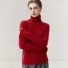 Nuevo suéter de cachemir 100% puro para otoño e invierno con bordes enrollados, cuello alto superpuesto, corte ajustado, versátil, cálido y versátil top de punto básico
