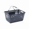 Canasta de plástico Haoteer blanca de fondo plano con mango de metal recubierto de goma, canasta de compras azul para uso en centros comerciales con mango cómodo