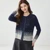 Nuevo Suéter de Cachemira Elegante de Otoño Cuello Redondo Tejido Holgado Manga Larga Cárdigan de Punto Delgado para Mujer Capa Base Cárdigan Hueco