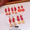Bolsa de la Suerte con Goteo de Aceite de Aguja Plateada Colgante de Lingote Pendientes con Borla Estilo Chino de Año Nuevo Pendientes de Lujo Ligero Exquisitos Accesorios para Orejas de Gama Alta