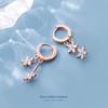 Nalan s925 fivela de orelha de prata feminino estilo japonês e coreano simples fresco cinco- pétala flor diamante- embutido moda orelha jóias g3237