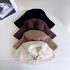 Sombrero de Pescador Versátil de Pana Estilo Hepburn para Mujer, Sombrero de Cubo Liso para Otoño que Adelgaza la Cara, Sombrero de Tela Cálida y Cortavientos para Exteriores