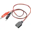 USB macho convertir pinza de cocodrilo hembra base cabeza convertir pinza de cocodrilo línea de prueba cable de alimentación USB batería clip de energía de batería