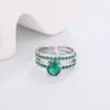 Suministro Transfronterizo, Artículos Populares de Wish, Más Vendidos de Amazon, Juego de Anillos de Zirconia Rosa, Joyería con Incrustaciones de Diamante, Accesorios Creativos