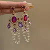 Deseo del Tiempo ~ Pendientes de Lujo Retro Francés Pendientes de Circonita de Cristal Pendientes de Borla Exquisitos de Cristal de Lujo